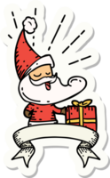 sticker van een tatoeëren stijl de kerstman claus Kerstmis karakter png