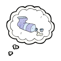 dibujado pensamiento burbuja texturizado dibujos animados exprimido tubo de pasta dental png