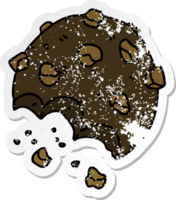 distressed sticker of a quirky hand drawn cartoon cookie png