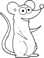 drawn black and white cartoon happy mouse png