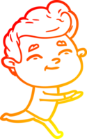 warm gradient line drawing of a running cartoon man png
