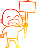 warm helling lijn tekening van een tekenfilm geschreeuw kaal Mens png