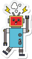 sticker of a cute cartoon crazed robot png