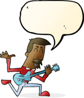 dessin animé homme jouant de la guitare électrique avec bulle de dialogue png