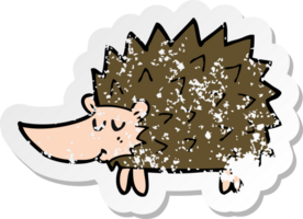 retro distressed sticker of a cartoon hedgehog png