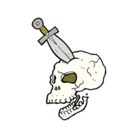 cartoon dagger stuck in skull png