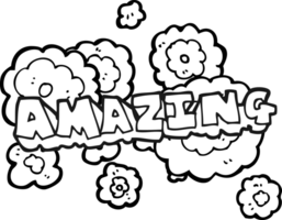 drawn black and white cartoon amazing word png