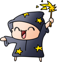 drawn gradient cartoon of a happy little wizard png