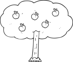 drawn black and white cartoon apple tree png