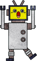 rétro grunge texture dessin animé de une robot png