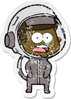 adesivo angustiado de um astronauta surpreso de desenho animado png