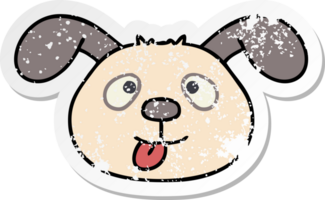 adesivo angosciato di una faccia di cane stravagante cartone animato disegnato a mano png