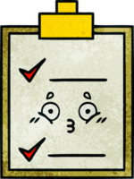 retro grunge texture cartoon of a check list png