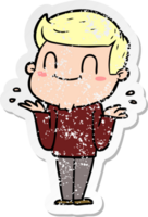 distressed sticker of a cartoon friendly man png