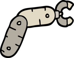 bras de robot de dessin animé de style doodle dessiné à la main png