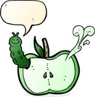 cartoon apple with bug with speech bubble png