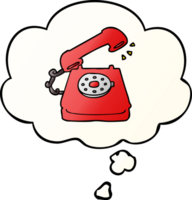 cartoon old telephone with thought bubble in smooth gradient style png