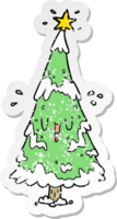 distressed sticker of a cartoon christmas tree png