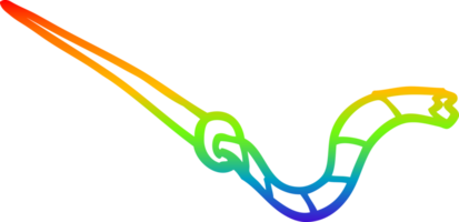 rainbow gradient line drawing of a cartoon needle and thread png