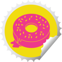 illustration of a tasty iced donut circular peeling sticker png