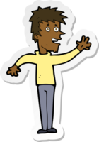 sticker of a cartoon happy boy waving png