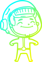 cold gradient line drawing of a happy cartoon astronaut png