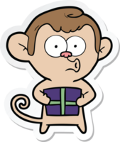 sticker of a cartoon christmas monkey png