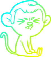 cold gradient line drawing of a cartoon angry monkey png