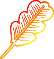 warm gradient line drawing of a cartoon fallen leaf png