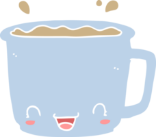 flat color style cartoon cup of coffee png