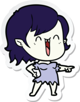 sticker of a cute cartoon happy vampire girl png