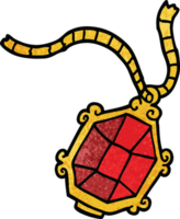 cartoon doodle ruby necklace png