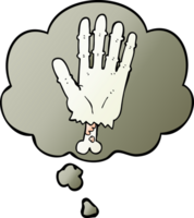 cartoon zombie hand with thought bubble in smooth gradient style png