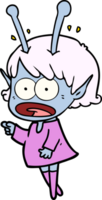 cartoon shocked alien girl png