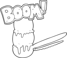 drawn black and white cartoon scoop of ice cream png