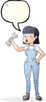 drawn speech bubble cartoon mechanic woman png