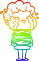 Regenbogen Gradient Linie Zeichnung von ein Karikatur Mann Weinen png