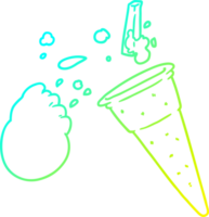 cold gradient line drawing of a cartoon ice cream png