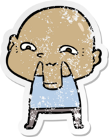 distressed sticker of a cartoon creepy guy png