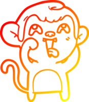 warm gradient line drawing of a crazy cartoon monkey png