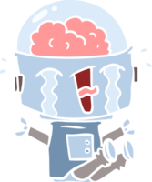 robot llorando de dibujos animados de estilo de color plano png