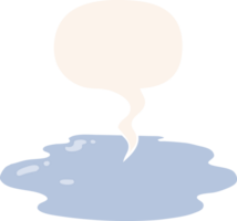 cartoon puddle of water with speech bubble in retro style png