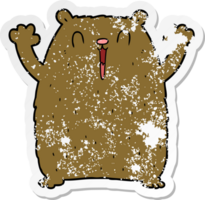 autocollant en détresse d'un ours heureux de dessin animé png