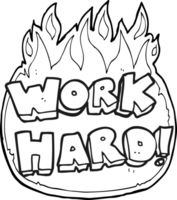 drawn black and white cartoon work hard symbol png