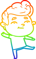 rainbow gradient line drawing of a happy cartoon man png