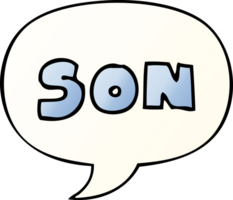 cartoon word son with speech bubble in smooth gradient style png