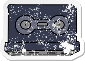 hand drawn distressed sticker cartoon doodle of a distressed sticker cassette tape png