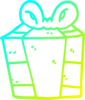 cold gradient line drawing of a cartoon present png