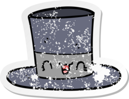 distressed sticker of a cartoon top hat png