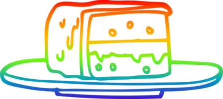 Regenbogen Gradient Linie Zeichnung von ein Karikatur Scheibe von Kuchen png